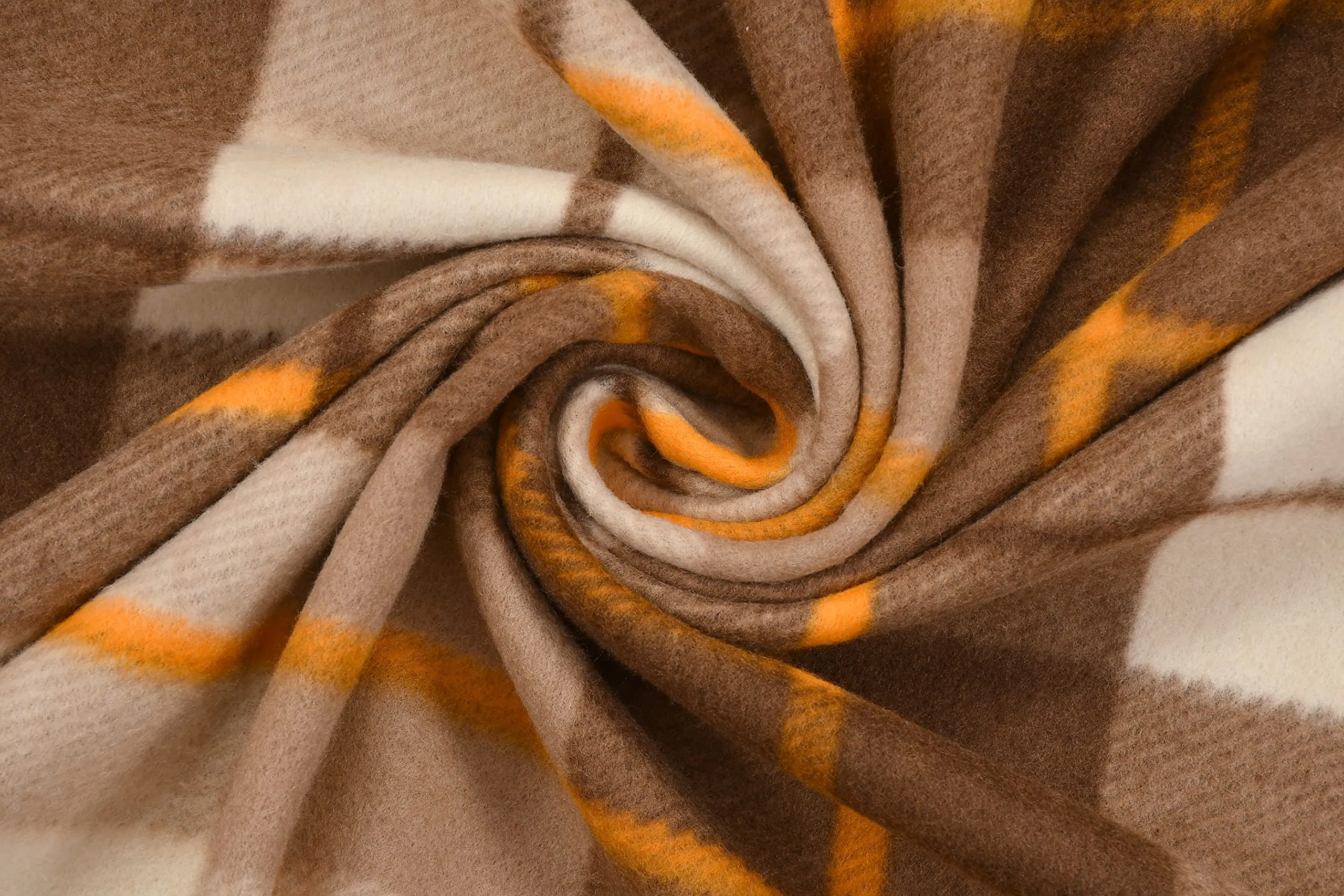 Goyal's Modern Checker Polar Fleece All Season Blanket Double Bed with Satan Border, 90x90 Inches - Brown