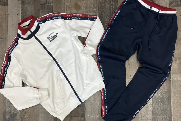 Idea Denim- striped tracksuit (white/navy)