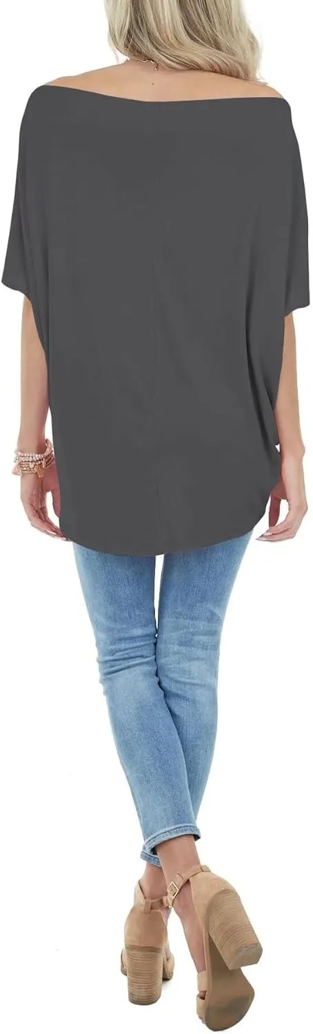 Lacozy Women's Off The Shoulder Tops Summer Casual Short Sleeve T-Shirts Blouse
