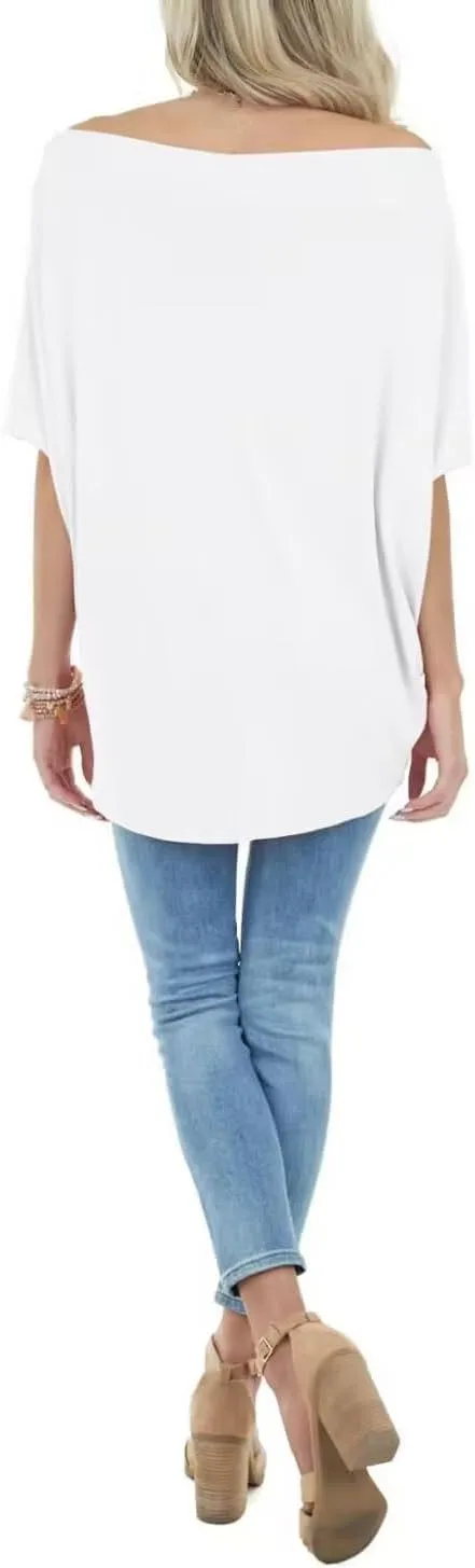 Lacozy Women's Off The Shoulder Tops Summer Casual Short Sleeve T-Shirts Blouse