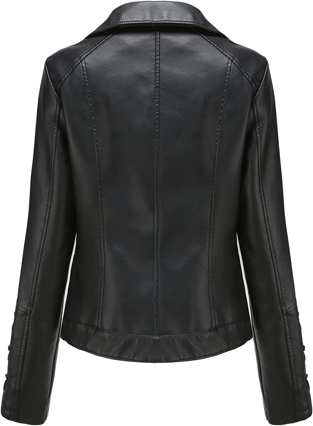 LCMTWX Womens Faux Leather Zip Up Moto Biker Jacket Long Sleeve Outwear Cool Slim Jacket Coat for Vacation Slim Lapel Women