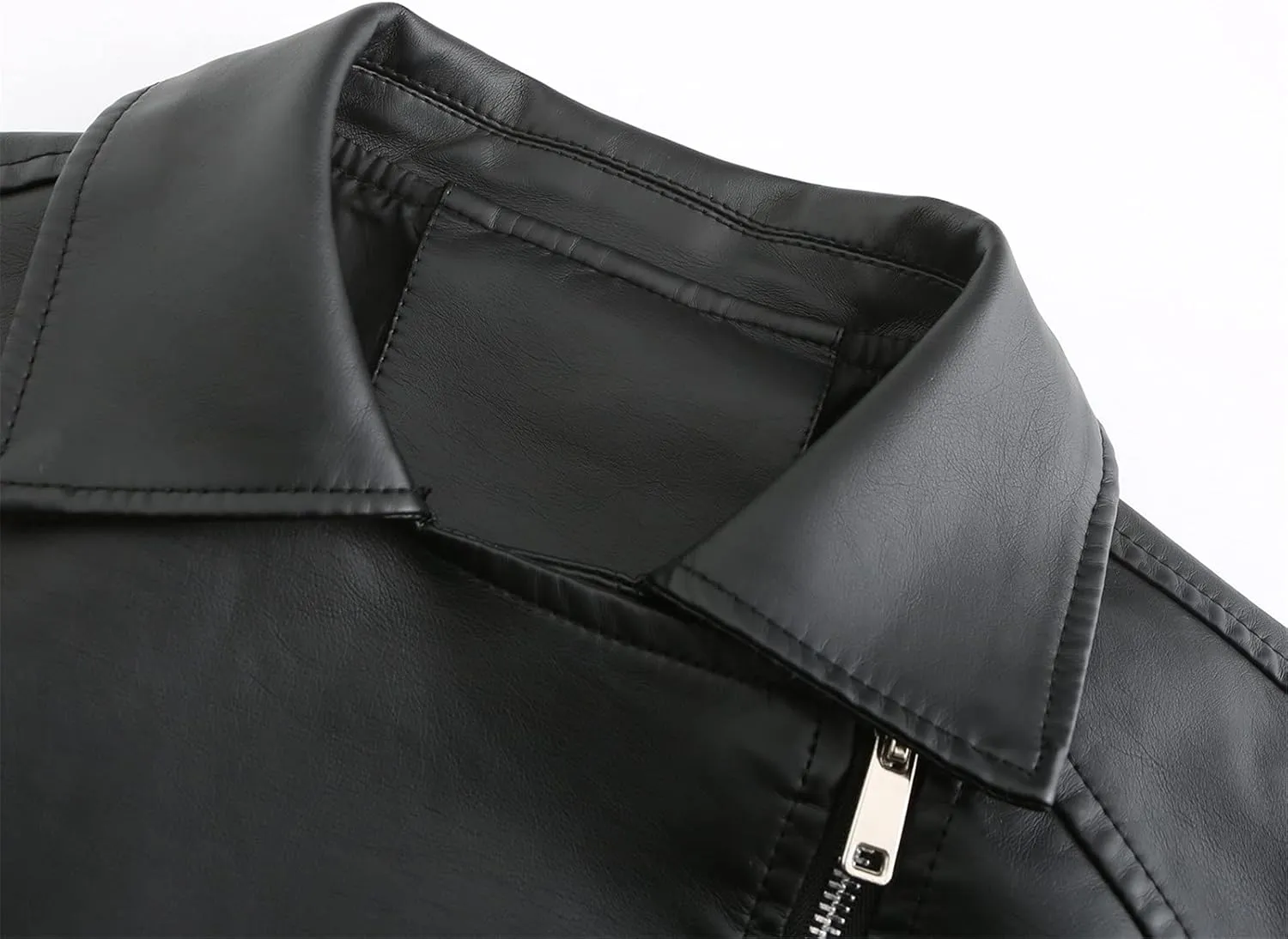 LCMTWX Womens Faux Leather Zip Up Moto Biker Jacket Long Sleeve Outwear Cool Slim Jacket Coat for Vacation Slim Lapel Women