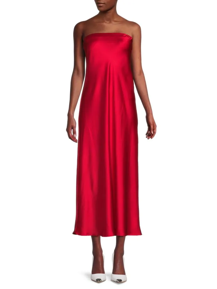 Liquid satin midi dress Renee C., red