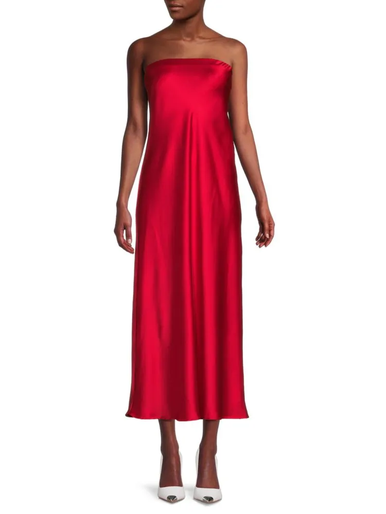 Liquid satin midi dress Renee C., red