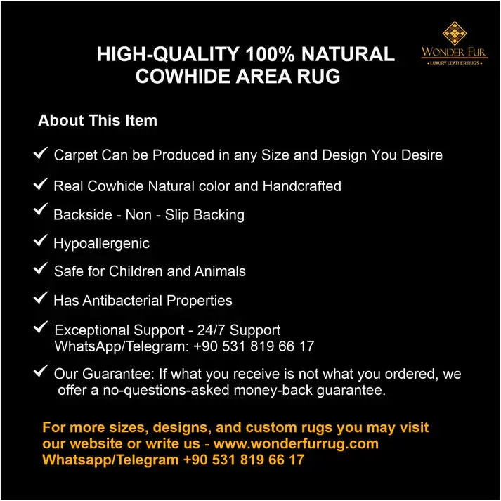 Luxury Black White Real Cowhide Patchwork Rug, Handmade Natural Cow Skin Round Rug