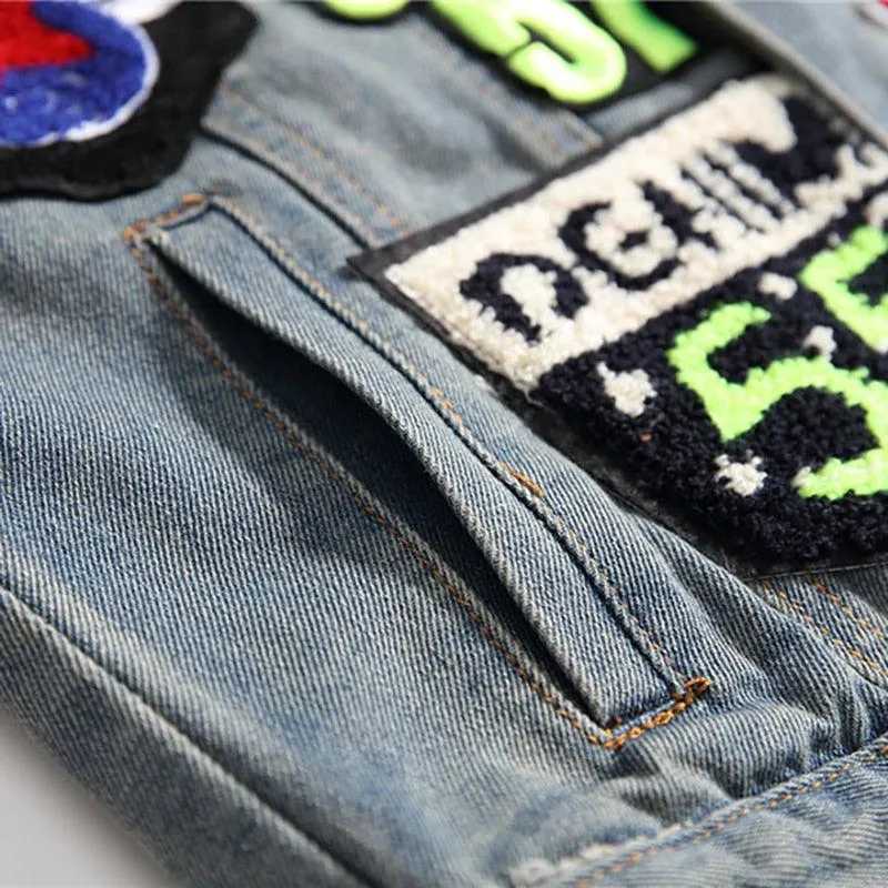 Men Denim Flag Graphic Jacket