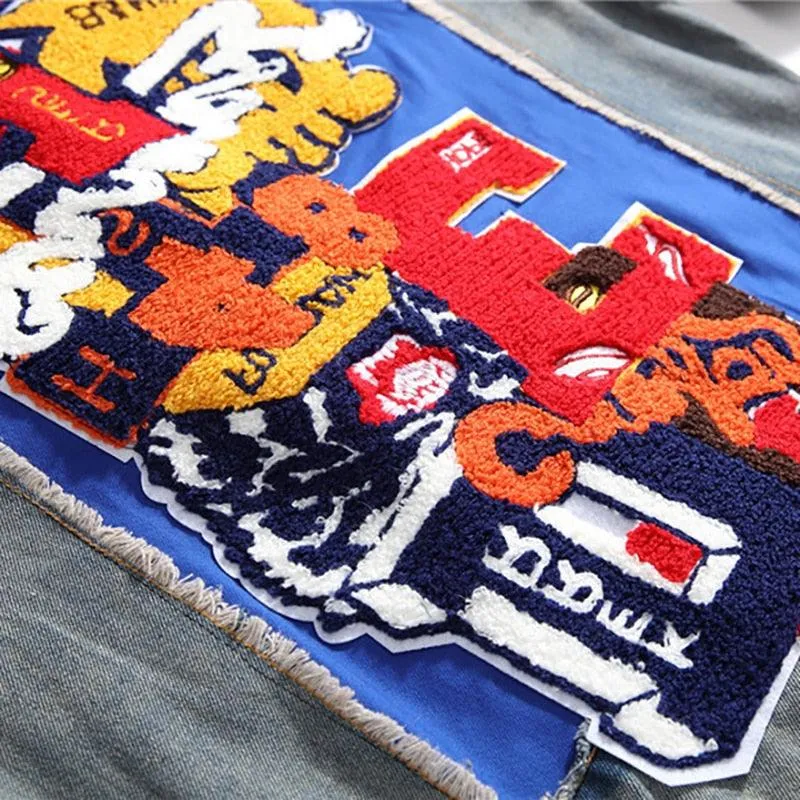 Men Denim Flag Graphic Jacket