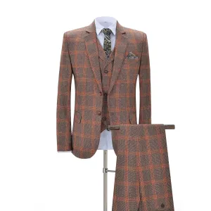 Men's 3 Pieces Notch Lapel Plaid Formal Tuxedos (Blazer vest Pants)