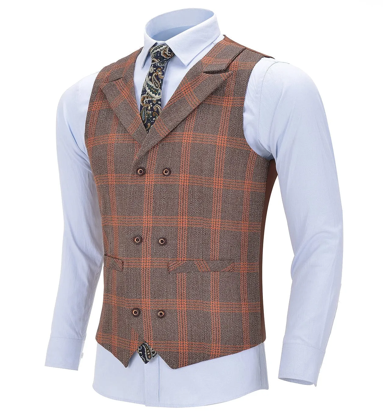 Men's 3 Pieces Notch Lapel Plaid Formal Tuxedos (Blazer vest Pants)