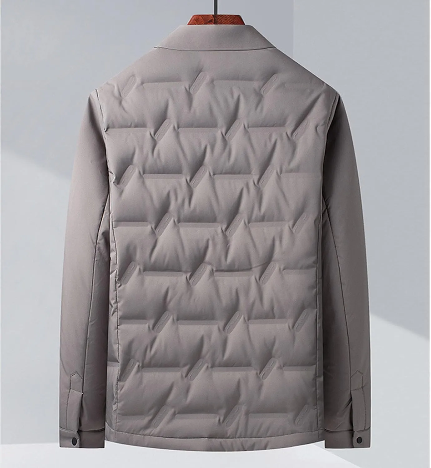 Men's Button Down Business Quilted Jacket Lightweight Windproof Down Padded Jacket Thermal Puffer Bomber Jackets