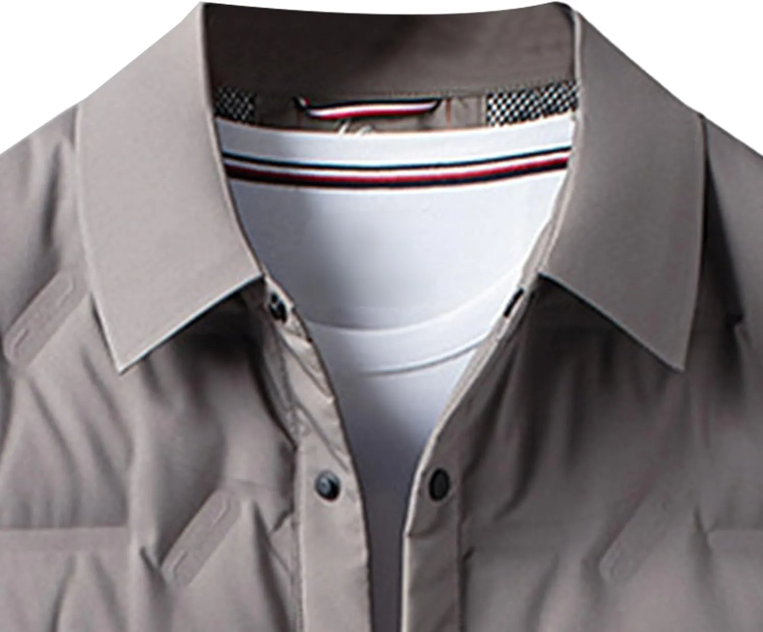 Men's Button Down Business Quilted Jacket Lightweight Windproof Down Padded Jacket Thermal Puffer Bomber Jackets