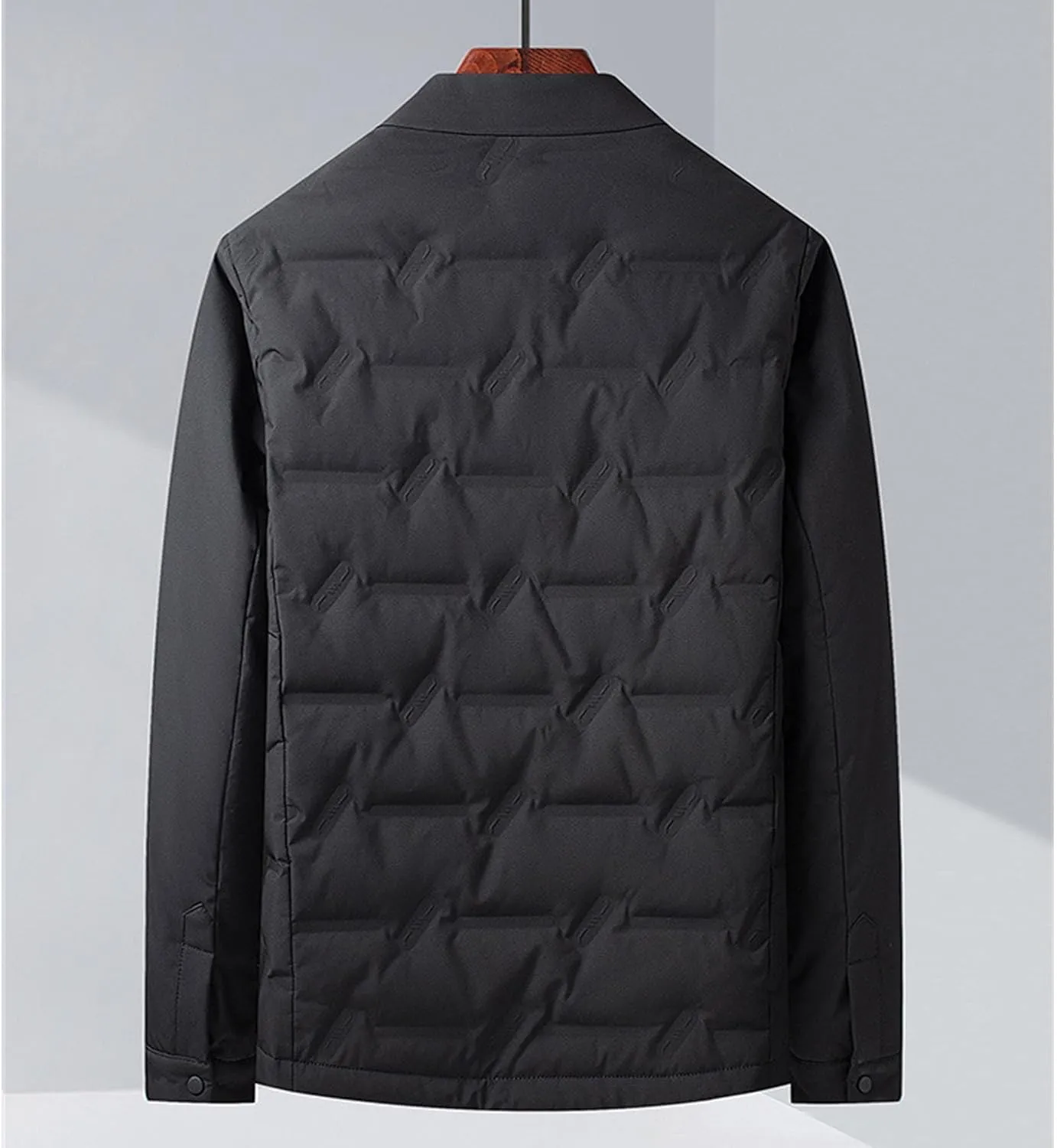 Men's Button Down Business Quilted Jacket Lightweight Windproof Down Padded Jacket Thermal Puffer Bomber Jackets