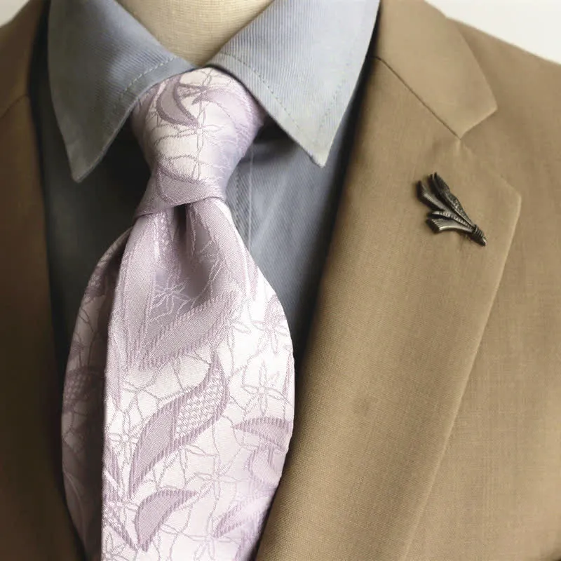 Men's Casual Floral Jacquard Leaves Pattern Necktie