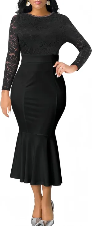 Mermaid Style Dress for Women Sexy Fishtail Dress Cocktail Wedding Guest Dress Wear to Work Dresses Business Church Outfits