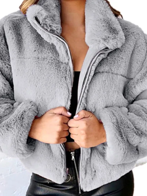 On-trend Warm Thick Plush Warm Zipper Cardigan Coats