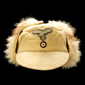 Original German WWII Eastern Front Luftwaffe M43 Winter Field Cap - Pelzmütze