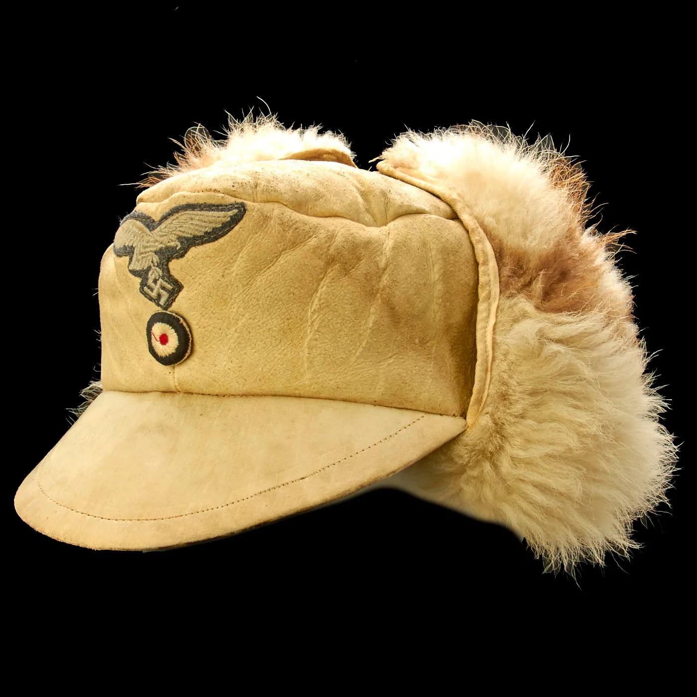 Original German WWII Eastern Front Luftwaffe M43 Winter Field Cap - Pelzmütze