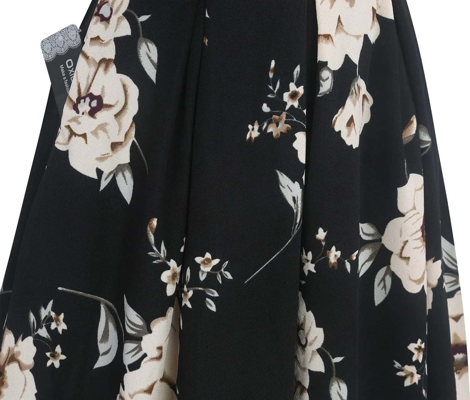oxiuly Women's Vintage Half Sleeve O-Neck Contrast Casual Pockets Party Swing Dress OX253