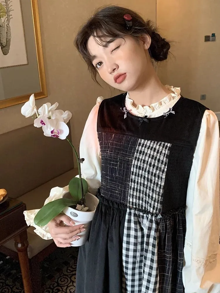 Patchwork undershirt dress【s0000005900】