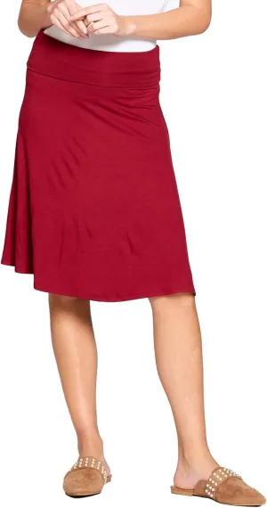 Popana Womens Casual Knee Length A-Line Stretch Midi Skirt Plus Size