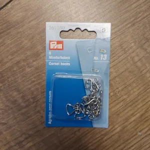 Prym Corset Hooks - Silver, No. 13