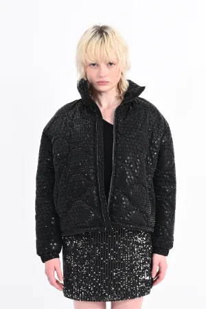 Puffer Down Jacket with Houndstooth Pattern by Lili Sidonio