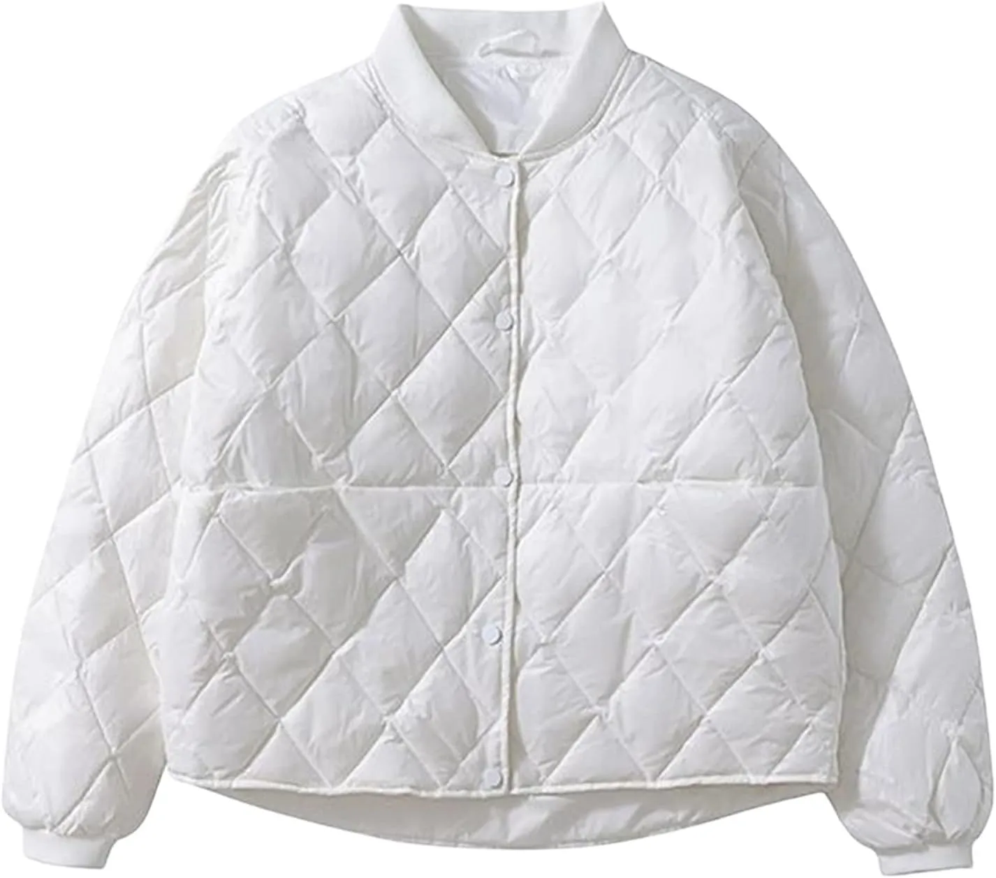 Quilted Jackets for Women Lightweight Bomber Puffer Jacket Oversized Button Down Cropped Coat Casual Fall Winter Tops
