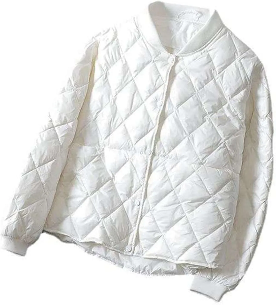 Quilted Jackets for Women Lightweight Bomber Puffer Jacket Oversized Button Down Cropped Coat Casual Fall Winter Tops