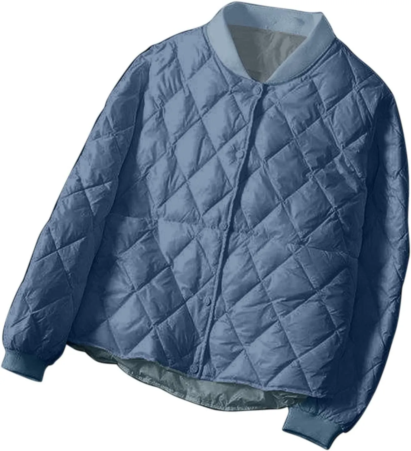 Quilted Jackets for Women Lightweight Bomber Puffer Jacket Oversized Button Down Cropped Coat Casual Fall Winter Tops