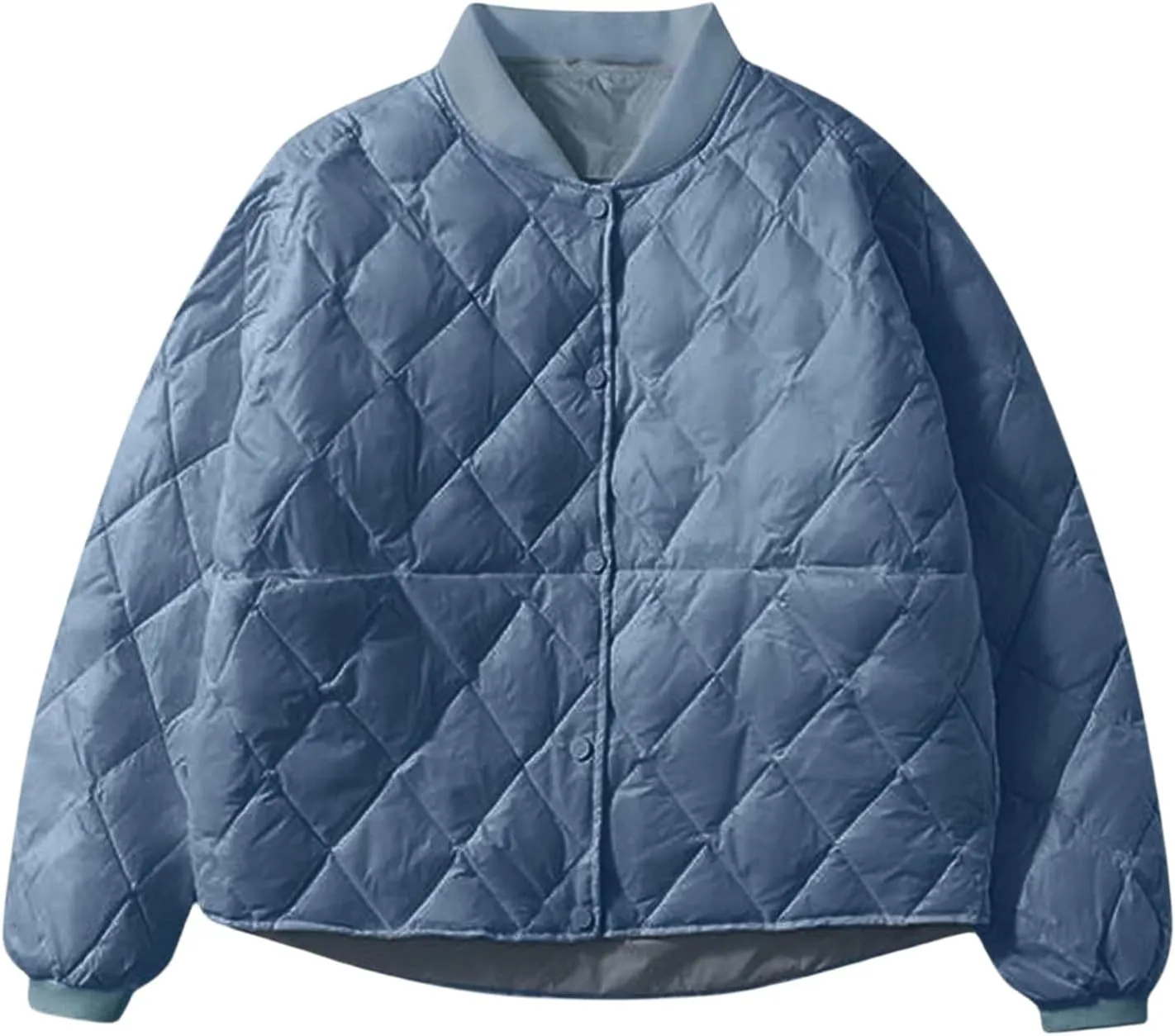 Quilted Jackets for Women Lightweight Bomber Puffer Jacket Oversized Button Down Cropped Coat Casual Fall Winter Tops