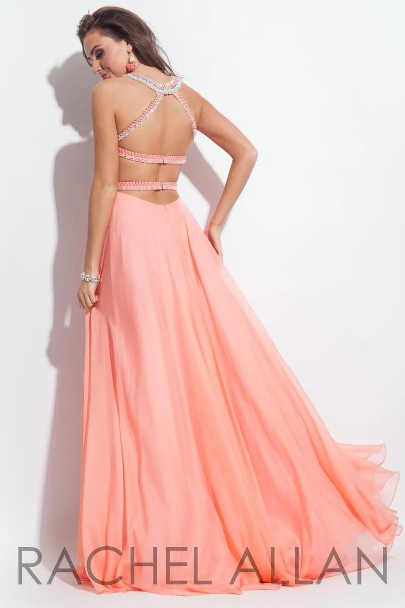 Rachel Allan 2057 Coral Chiffon Dress