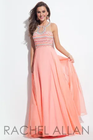 Rachel Allan 2057 Coral Chiffon Dress