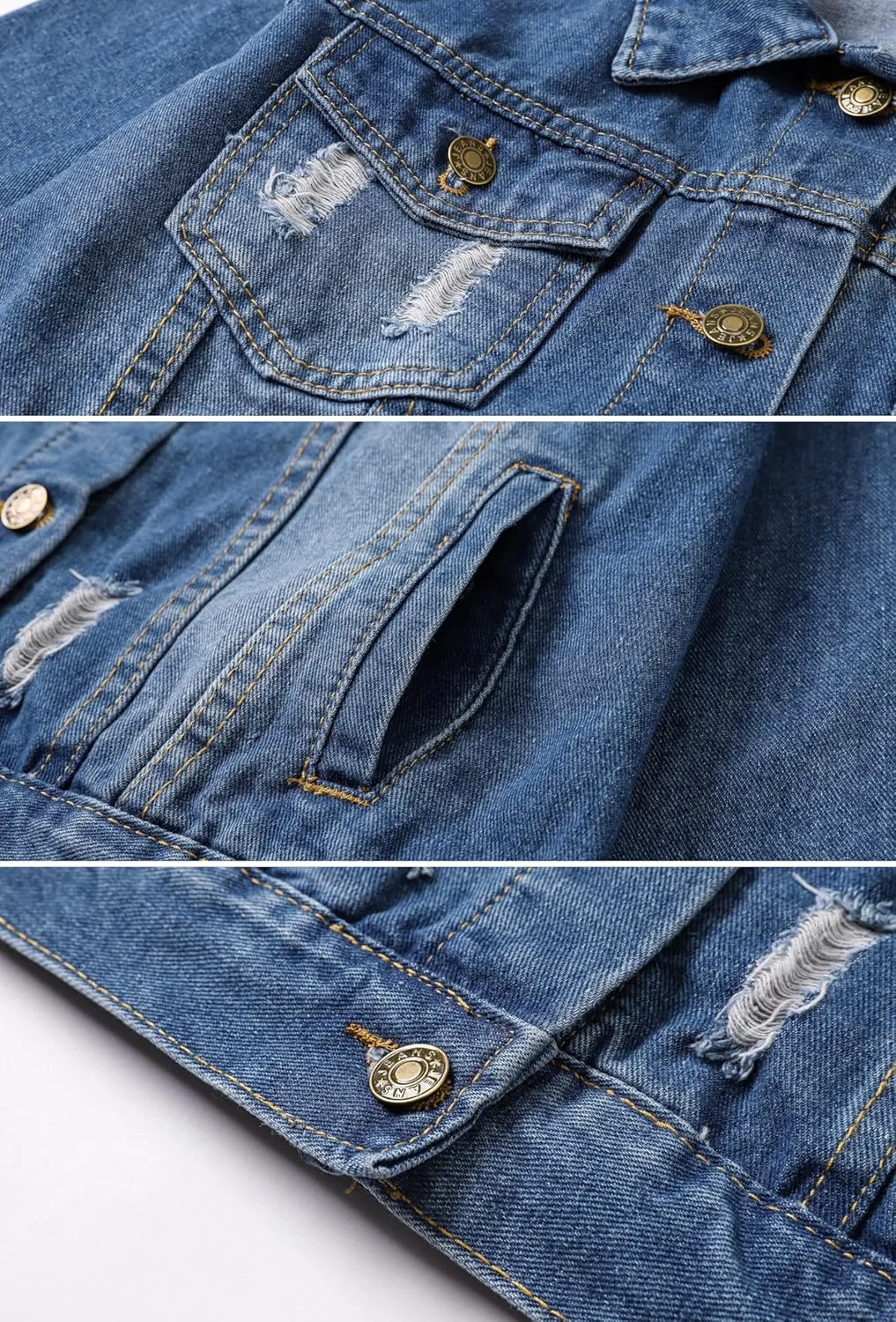 SANGTREE Women's Button Down Denim Jacket