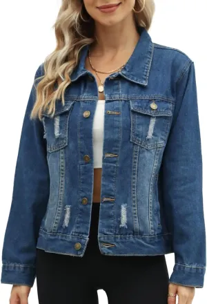 SANGTREE Women's Button Down Denim Jacket