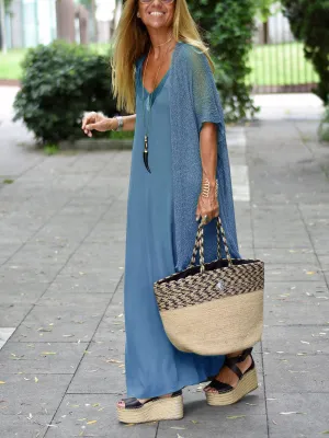 Simple Casual Loose Sling Dress Short Sleeve Coat Suit