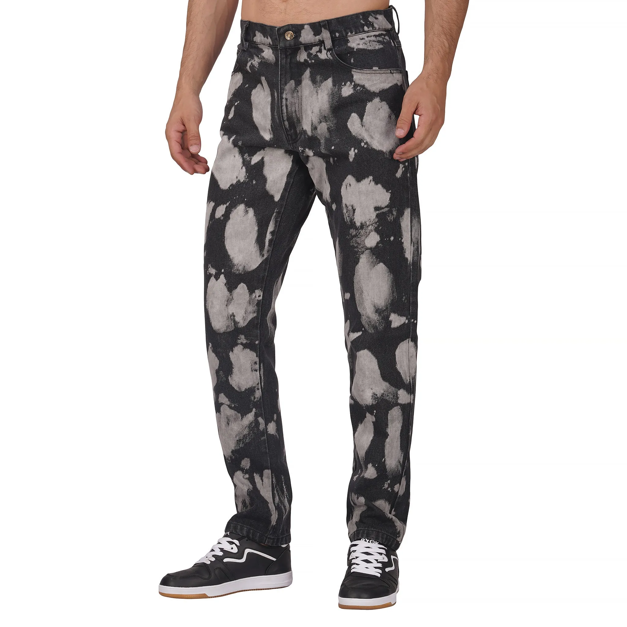 SLAY. Men's Black & White Tie Dye Denim Jacket & Jeans Co-ord Set