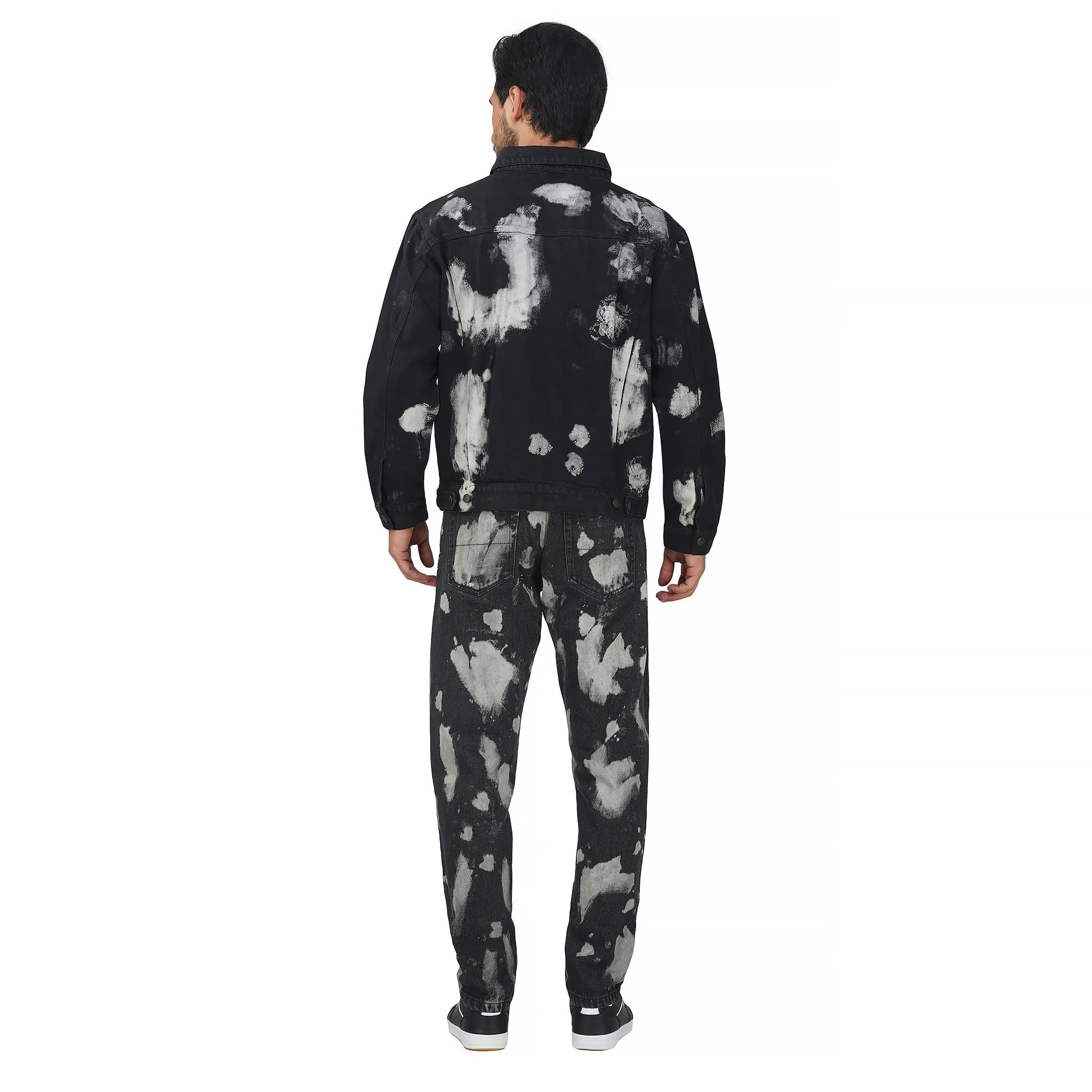 SLAY. Men's Black & White Tie Dye Denim Jacket & Jeans Co-ord Set