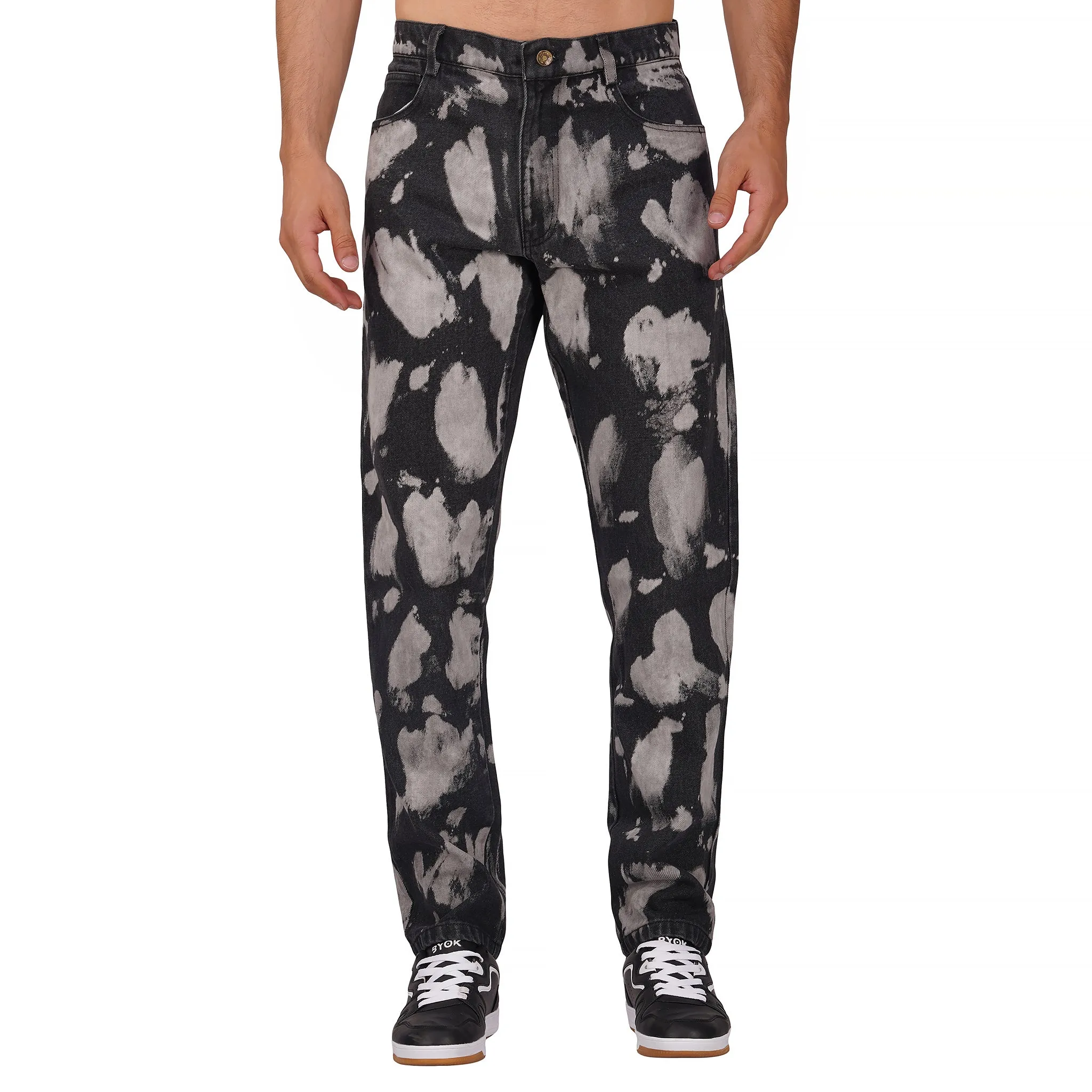 SLAY. Men's Black & White Tie Dye Denim Jacket & Jeans Co-ord Set