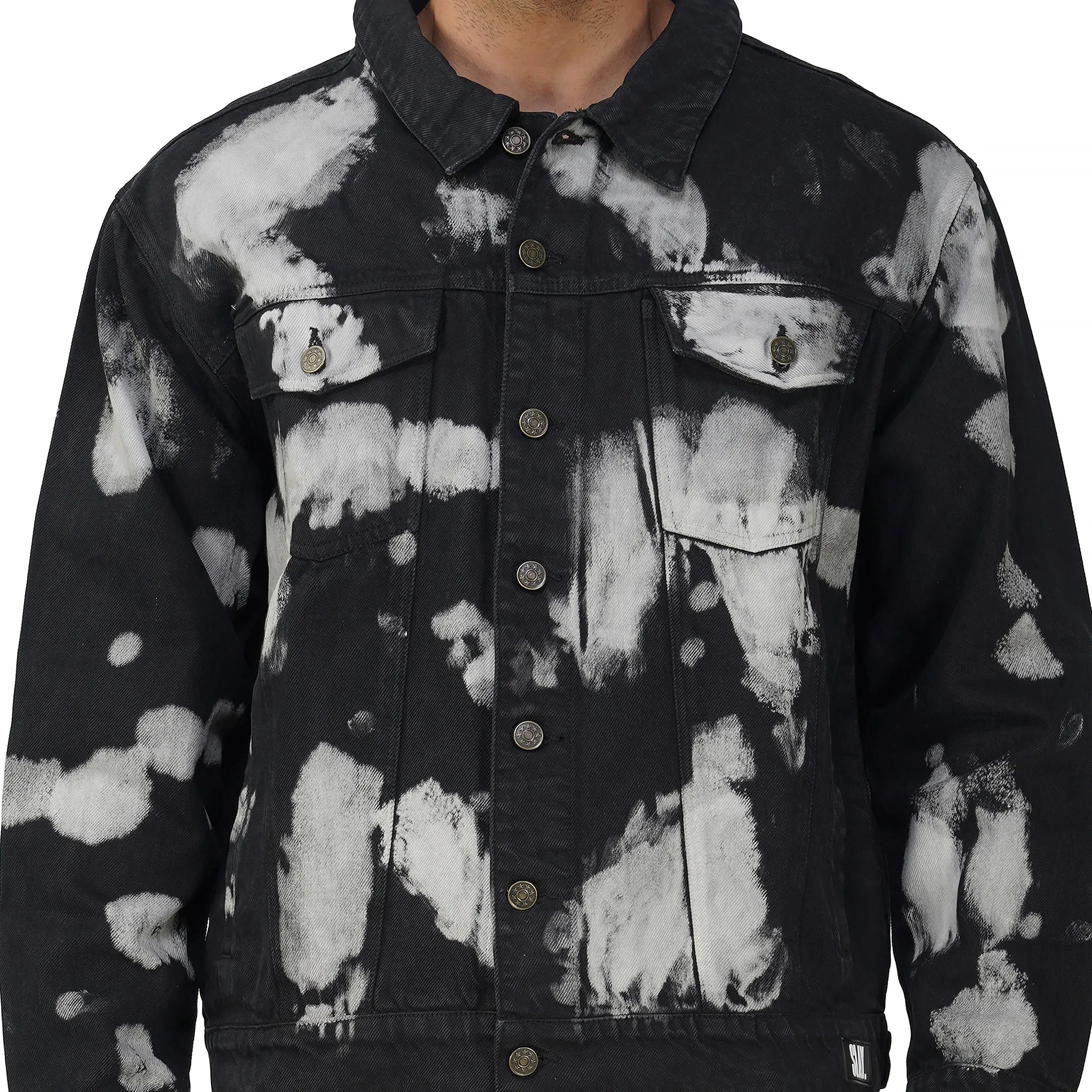 SLAY. Men's Black & White Tie Dye Denim Jacket & Jeans Co-ord Set