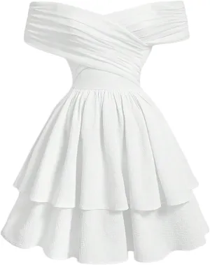 SOLY HUX Women's Off The Shoulder Ruffle Cocktail Dress 2025 Summer Wrap Dress Wedding Guest Graduation Prom Dresses