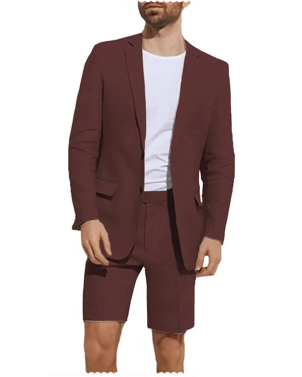Summer 2 Pieces Casual Mens Suit (Blazer Shorts)