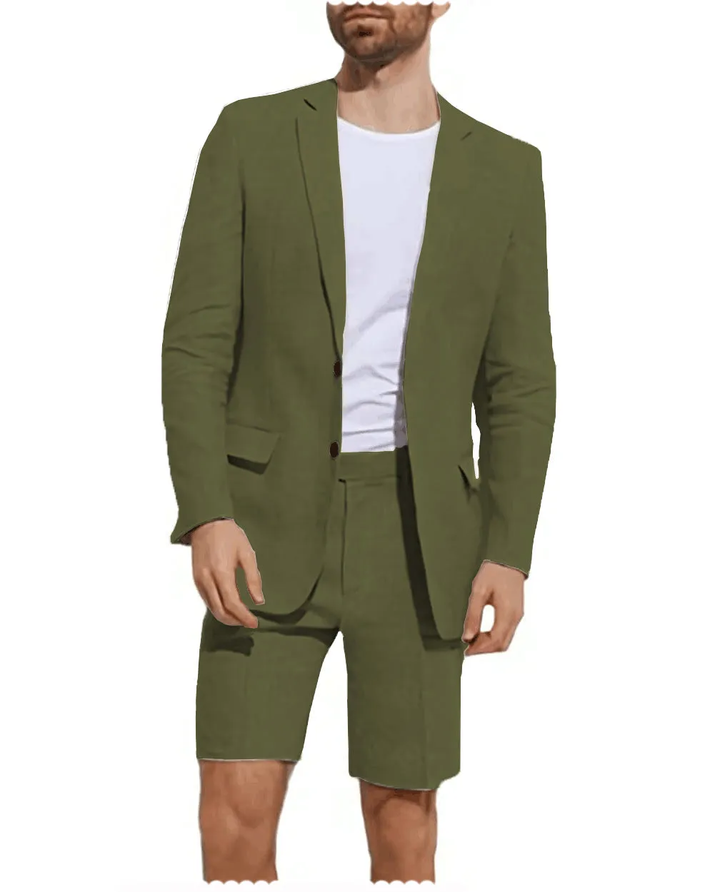 Summer 2 Pieces Casual Mens Suit (Blazer Shorts)