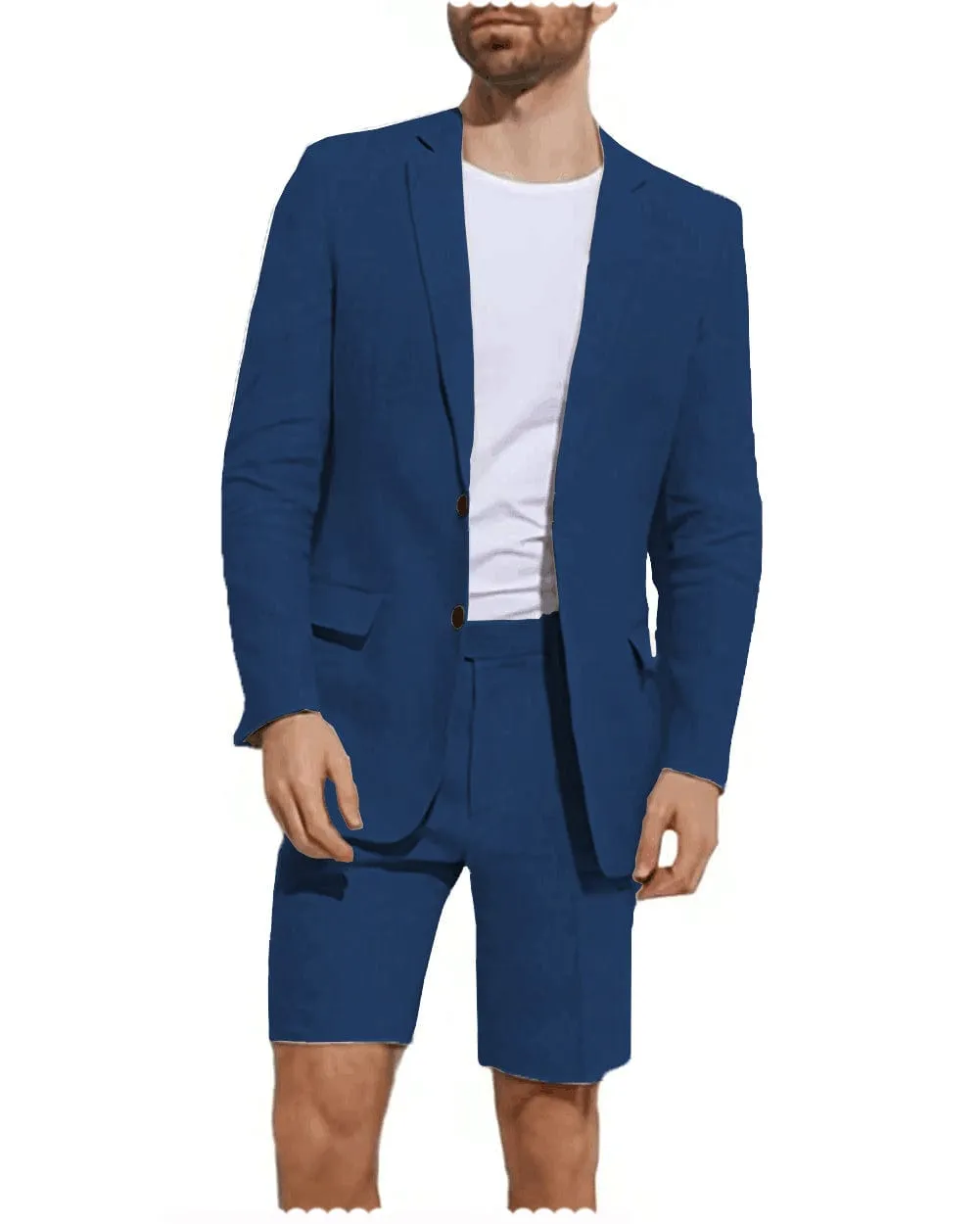 Summer 2 Pieces Casual Mens Suit (Blazer Shorts)