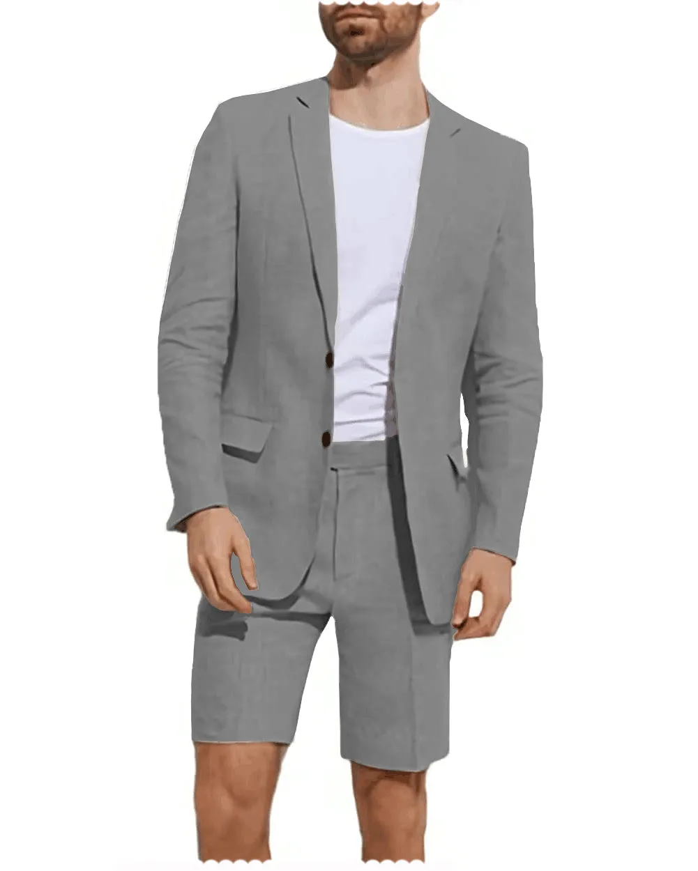 Summer 2 Pieces Casual Mens Suit (Blazer Shorts)