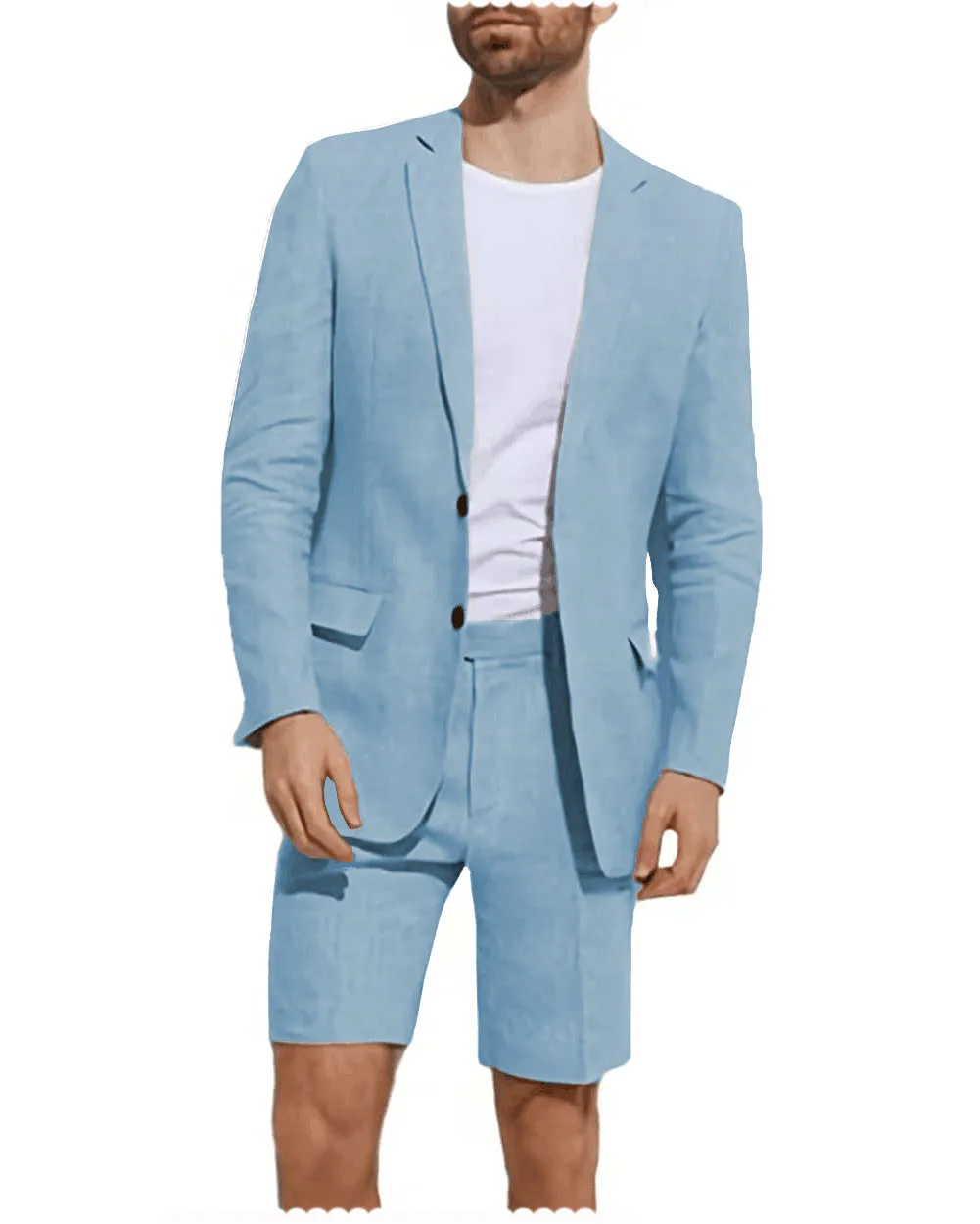 Summer 2 Pieces Casual Mens Suit (Blazer Shorts)