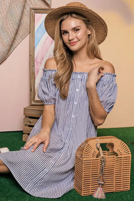 TEEK - Off The Shoulder CF Button Dress