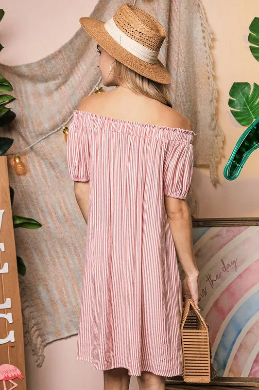 TEEK - Off The Shoulder CF Button Dress