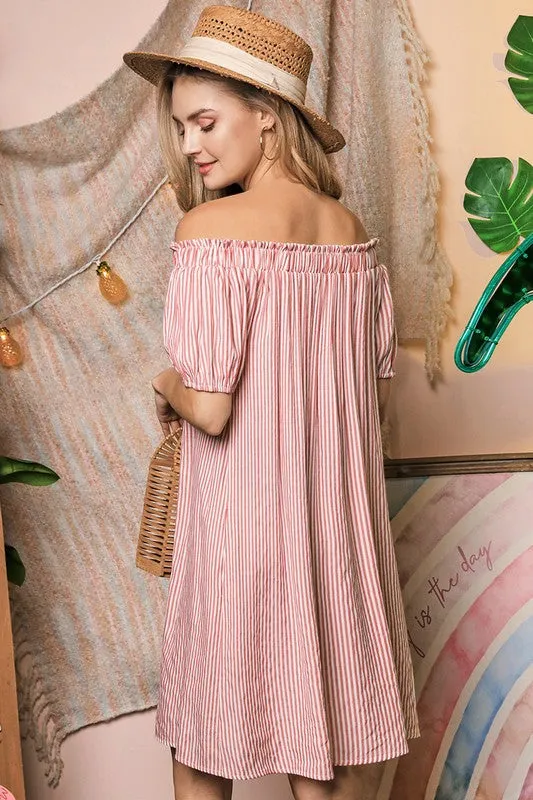 TEEK - Off The Shoulder CF Button Dress
