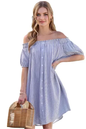 TEEK - Off The Shoulder CF Button Dress