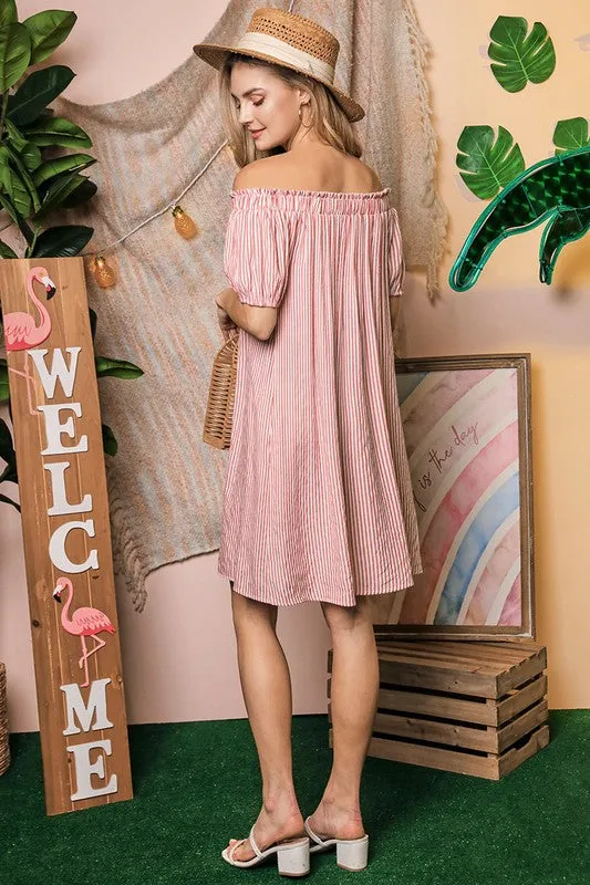 TEEK - Off The Shoulder CF Button Dress